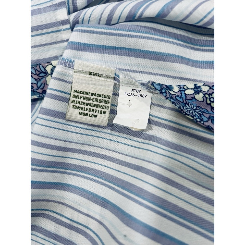Orvis Carefree Cotton Blend Womens Blue Striped Contrast Collar Cuff Shirt Sz 20 - Picture 7 of 10
